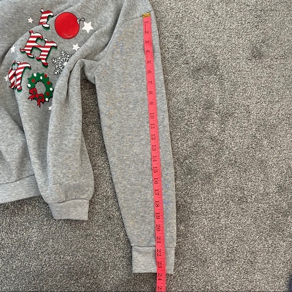 Ugly Sweater Christmas Happy Holidays Gray Fleece Ho Ho Ho Logo Adult Sweater - Picture 8 of 9